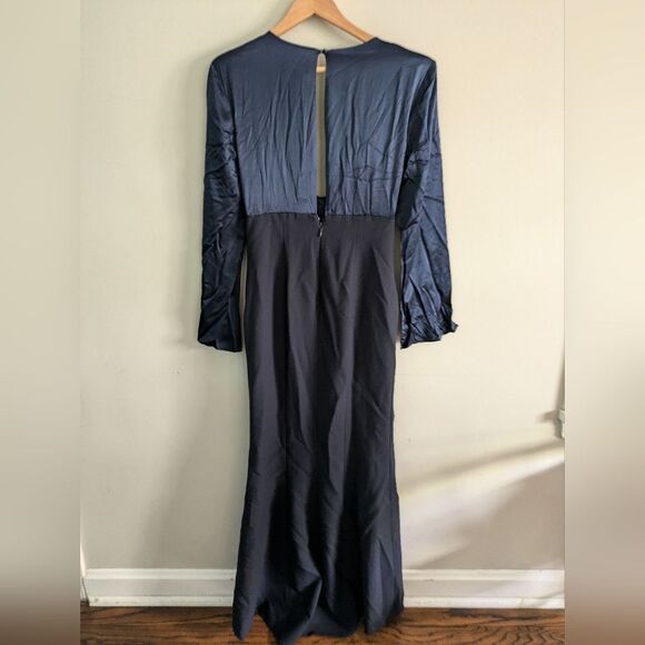 Cinq A Sept Julianne Gown Size 6 Navy Satin - Picture 8 of 9